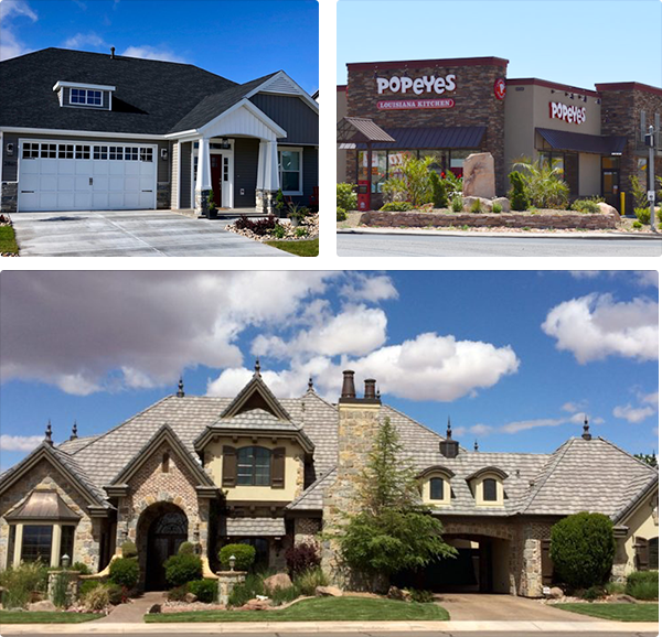 Stout roofing examples of commercial and residential roofing projects.