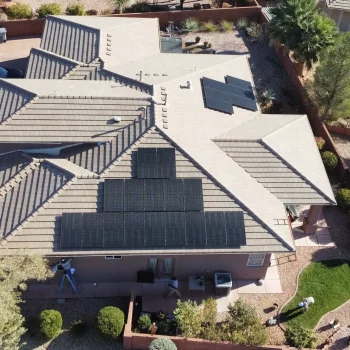 Stout roofing solar panel installation on st george home.