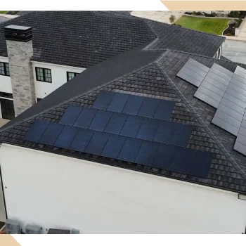 Home in st george utah with solar panels installed by stout roofing.